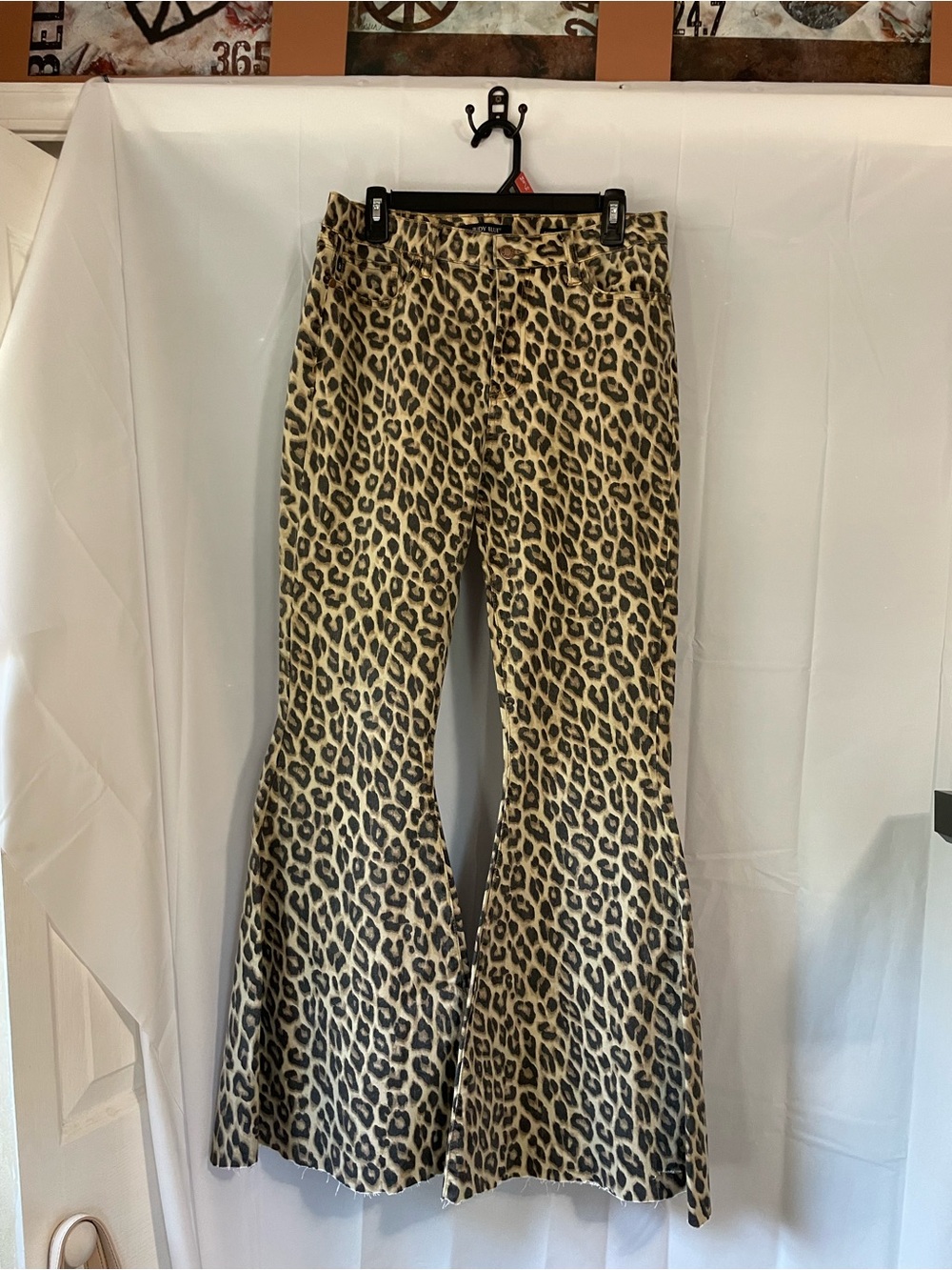 Judy Blue Leopard Print Flare Jeans - Tan & Black